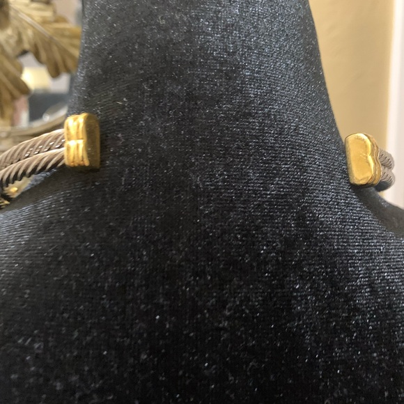 Classic 3 Double X Cable Choker Necklace and Earring Set in Gold & Silver Tones - Picture 5 of 6